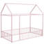 Lit simple maisonnette en métal avec clôture pour - rose, et confortable avec aire de jeux