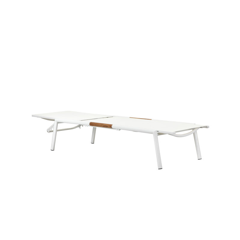 Pangea Home Dean Modern Outdoor Aluminum Chaise Lounges with Teak Frame Accents (Set of 2)