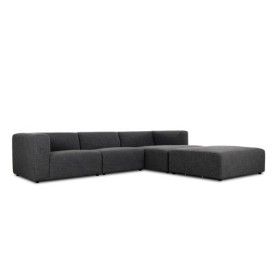 Ronny 3PC RAF Sectional W/ Ottoman-Saxon Charcoal
