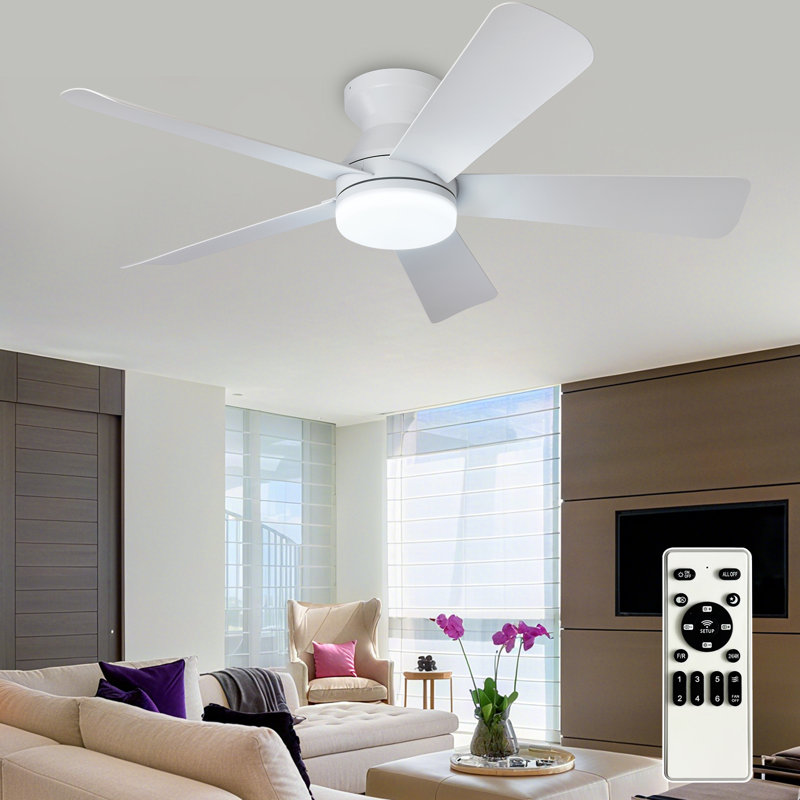 Ventilateur de plafond encastré à profil bas Depuley, Blanc, 42 po de largeur, Blanc