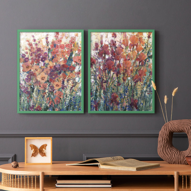 Sunlit Flowers I-Premium, reproduction encadrée - prête à être accrochée - aucun clou requis - aucun clou requis, Gris