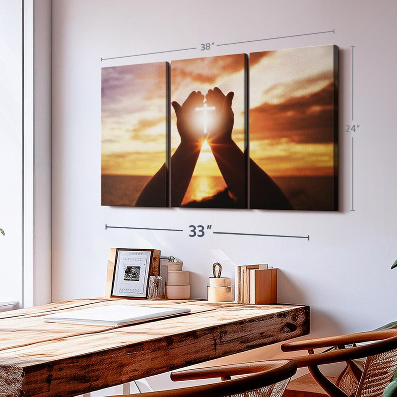 «Shining Sunlight Cross» sur toile, H 24 po x l 38 po x P 1,25 po
