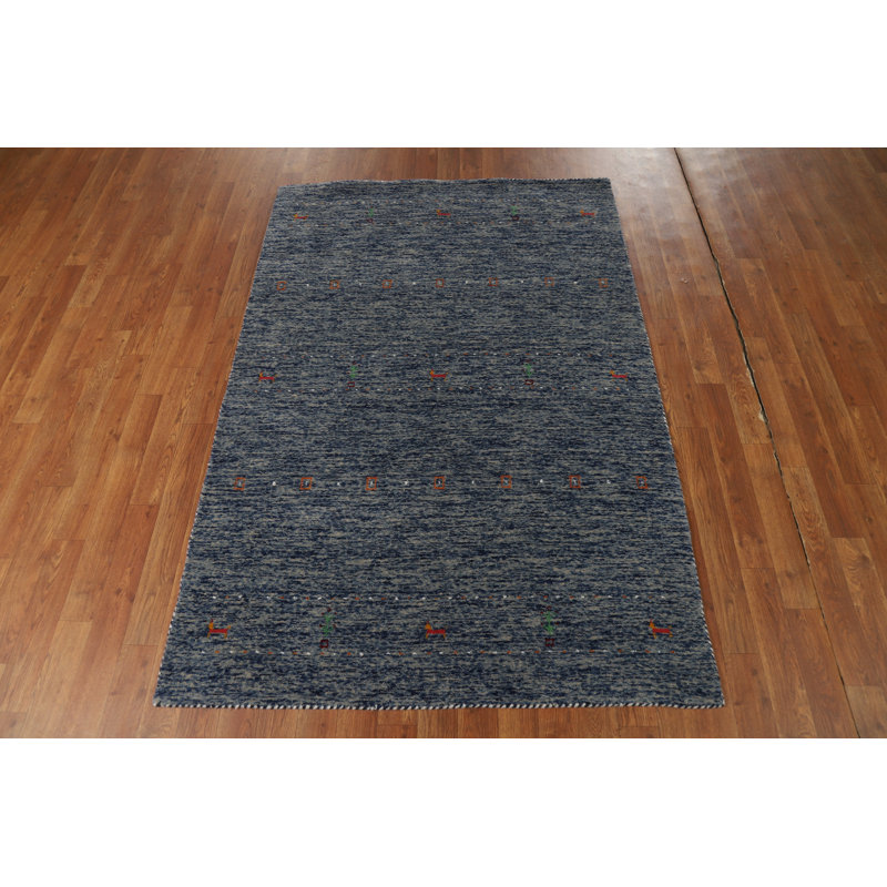 Striped Blue Gabbeh Oriental Rug 4x6