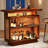47.24 Inches Farmhouse Caramel Brown Rattan Home Bar Unit, 4-Tier Liquor Cabinet With Stemware Racks For Living Room