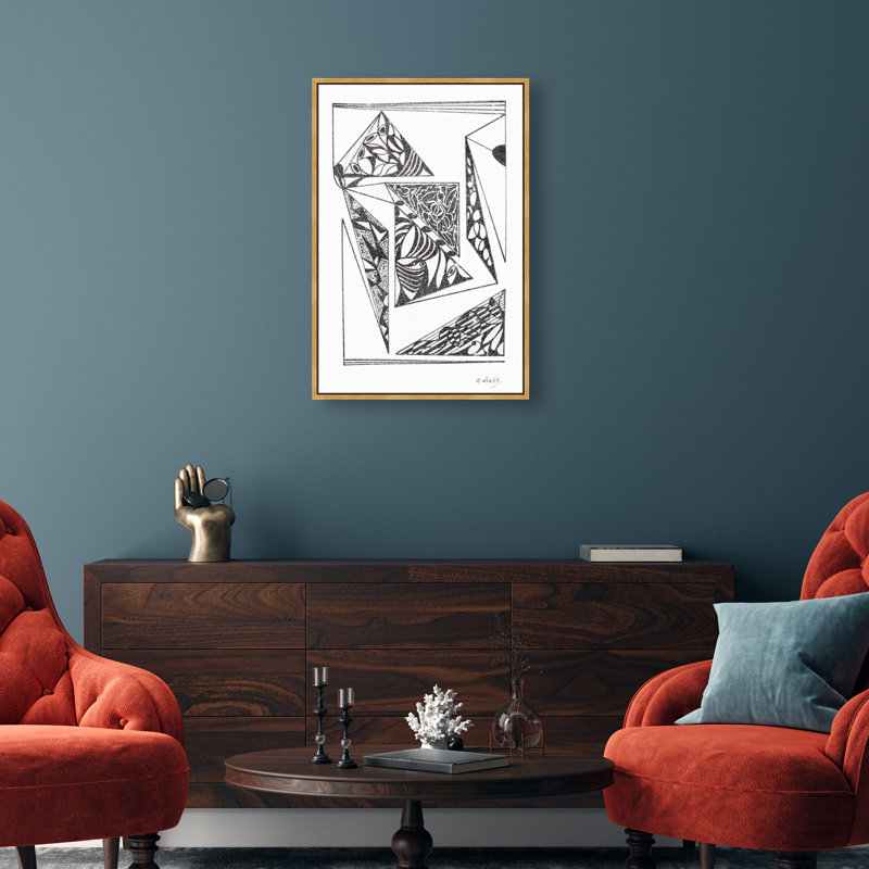 Manuel Roman - Pages Graphic Art Canvas, 16"H x 11"W, Gold Floater Frame