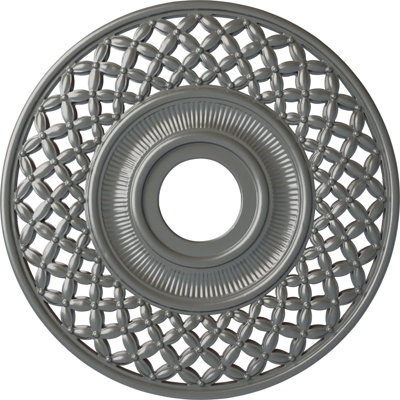 Endurathane Robin Ceiling Medallion, 22 1/4"OD x 4 3/4"ID x 1 1/4"P (Fits Canopies up to 6 1/4"), Hand-Painted Silver Finish