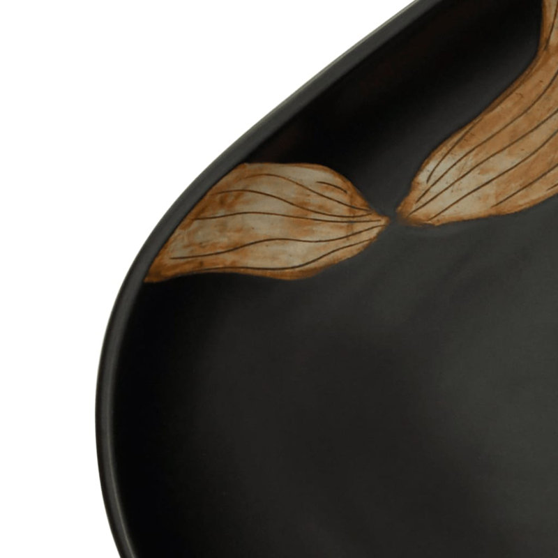 vidaXL Countertop Basin Black Oval 23.2x15.7x5.5" Ceramic