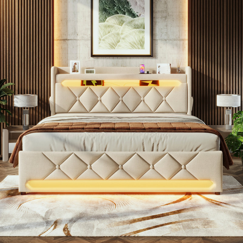Metal Bed, Beige, Super King (6')