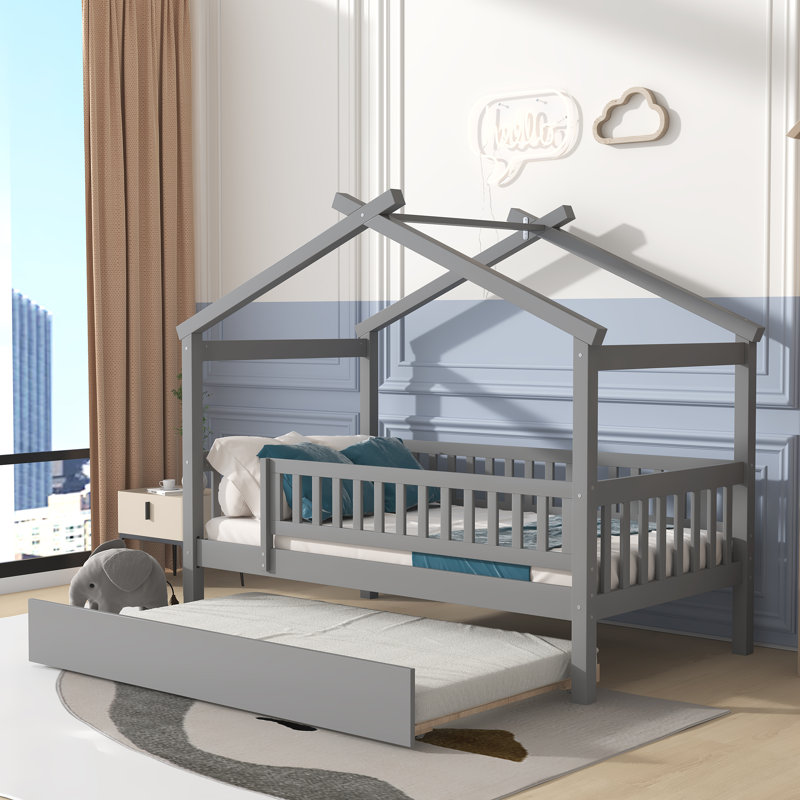 Lits avec lit gigogne Pisinemo House, gris, Simple