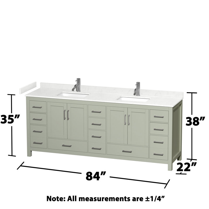 Sheffield 84" Double Bathroom Vanity Set, Carrara