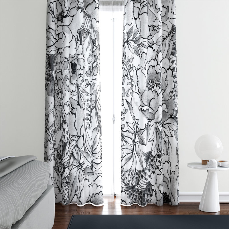 Panneaux de rideaux semi-transparents à motif floral, L 20 po x L 82 po