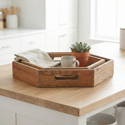 Kalum Solid Wood Tray - Set of 2