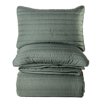 Dumpling green stitched quilt set