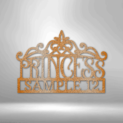 Personalized Princess Crown Monogram Steel Sign Steel Art Wall Metal Decor