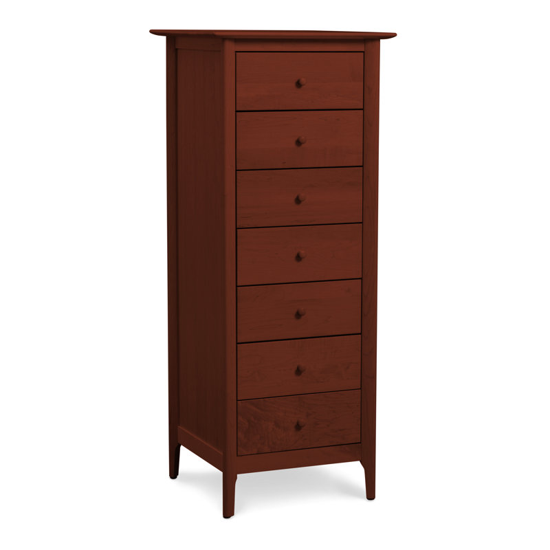 Sarah Solid Wood 24'' W 7 - Drawer Dresser, Cognac Cherry
