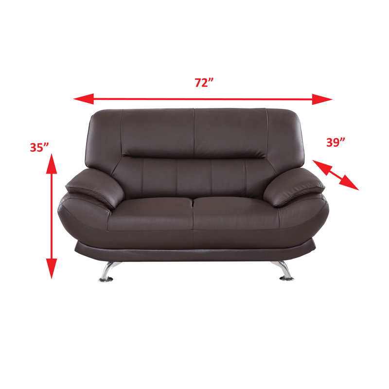 Holbrooke 68'' Faux Leather Loveseat, Dark Chocolate Faux Leather