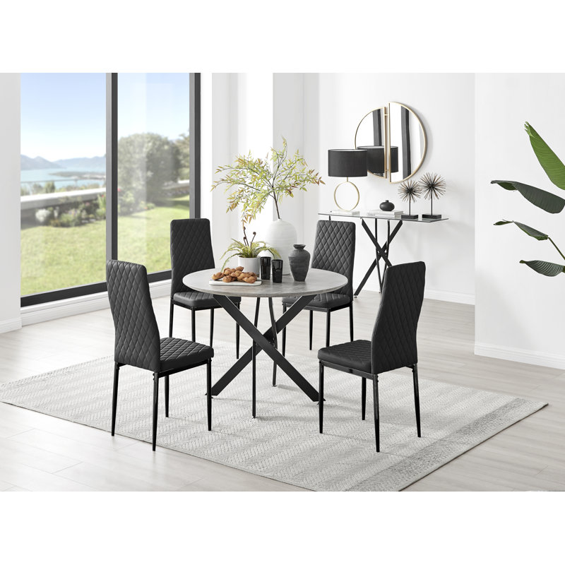 Eubanks 4 - Person Dining Set, Black/Black