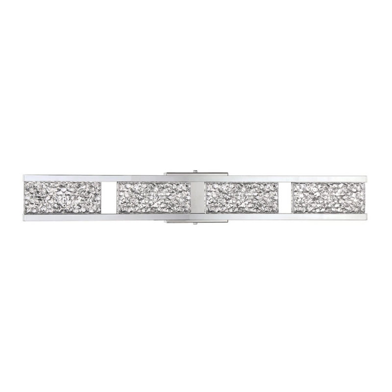 Kendall Lighting CALLAVIO 4-Light LED Chrome Vanity Light with Icelandic Rock Glass Design