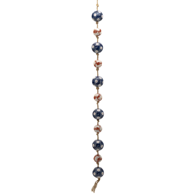 Suspension murale boule en porcelaine Tsugo, Bleu marine / orange brûlé