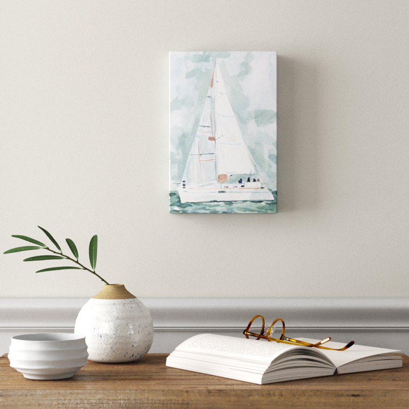 Soft Sailboat II by Emma Scarvey - Painting, 30cm H x 20cm W, Wrapped Canvas