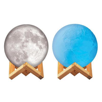  Moon Earth 3d Lamp, White