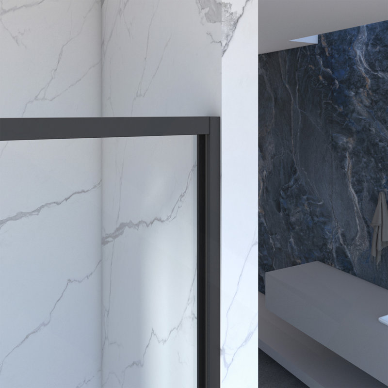 56-60"X70" Aluminum Frame Double Sliding Shower Door,Bypass Bathroom Sliding Door With Premium 5/16" (8Mm) Clear Tempered Glass, Black Hardware Sliding Glass Shower Enclosure
