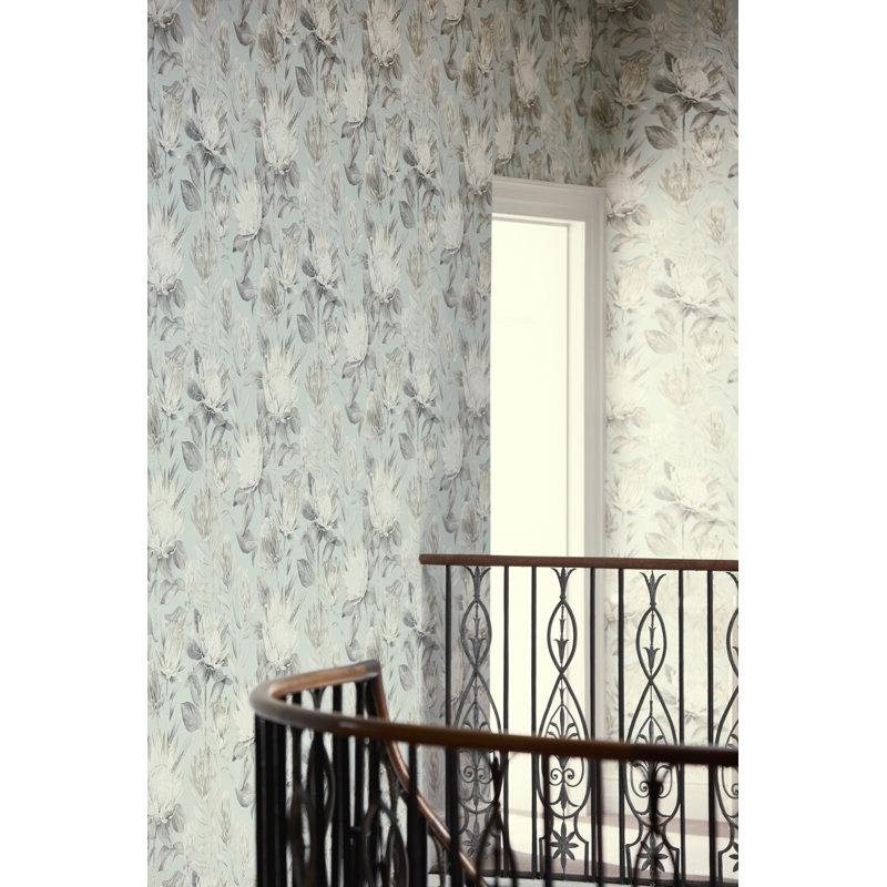 King Protea 10.05m x 68.6cm Matte Wallpaper Roll, Blue/Grey/White