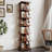 Rotating 6-Tier Open Bookshelf with Wheels, Freestanding Corner Display Storage Rack-1635376880