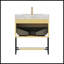 Meuble-lavabo autoportant avec comptoir en pierre frittée blanc de Carrare, cuve en céramique encastrée et armoire en contreplaqué de chêne Corolla-636982821-636982822