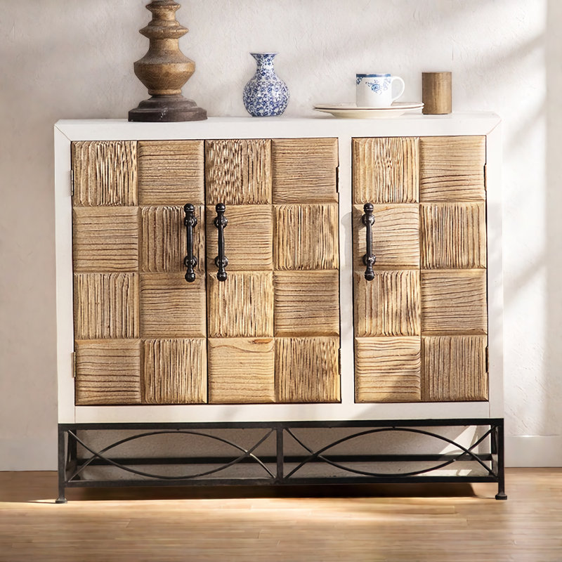 Simple Retro Solid Wood And Iron Sideboard