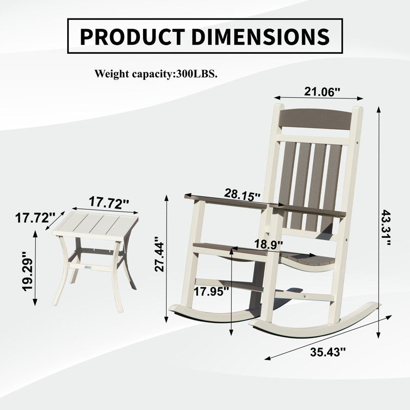 3-Piece Porch Rocking Chair Set