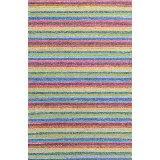 Surrey Stripe Hand-Tufted Plush Wool Rug High-Low Rainbow Multicolor