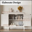 Armoire de rangement avec portes décoratives en rotin et tablette de rangement réglable