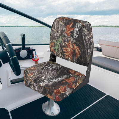 2 Pack Camo Boat Seats Low Back Folding Boat Seats Fishing Boat Chairs With Thick Sponge Padding