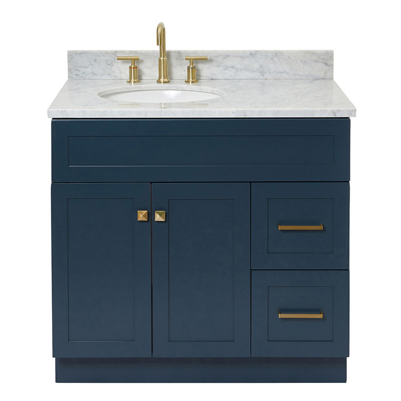 Partham 37" Single Bathroom Vanity Set, Midnight Blue
