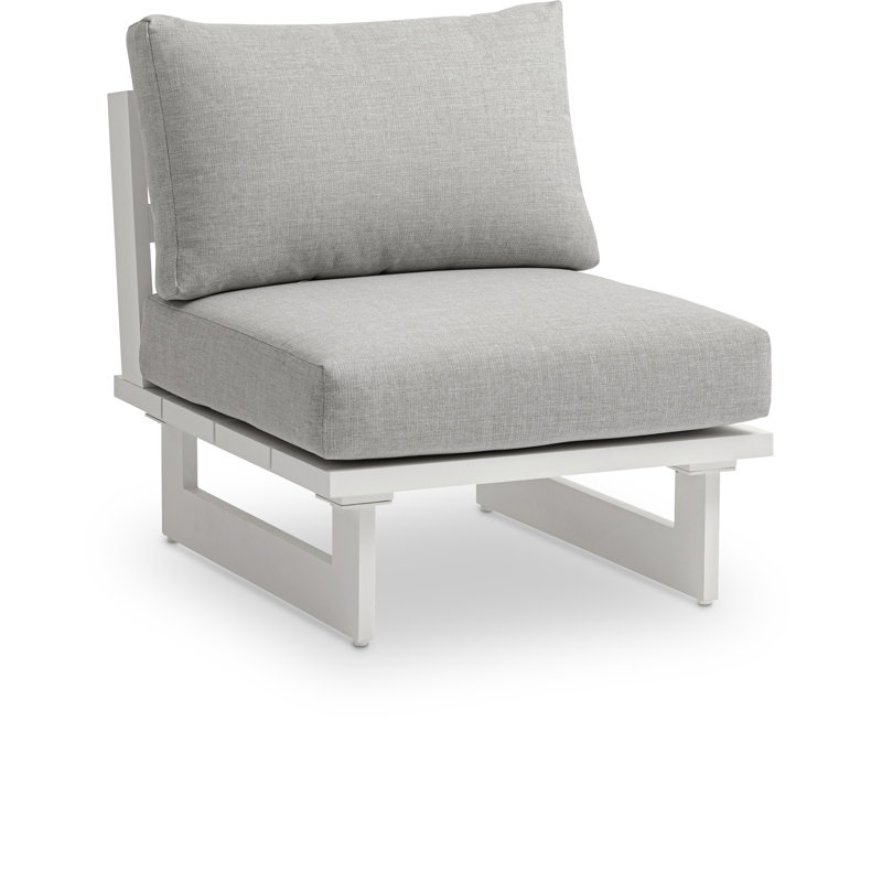 Chaise de patio avec coussins Hubery, Blanc, gris