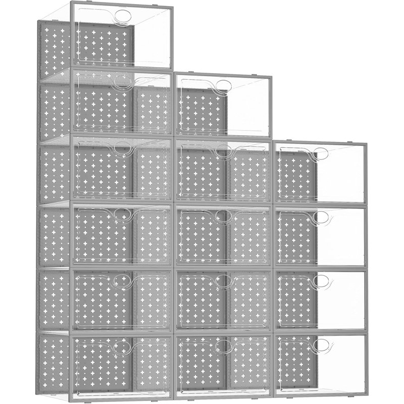 Clear Stackable Shoe Storage Boxes, X-Large Shoe Organizer For Closet, Durable Plastic Shoe Display Case Bins For Sneakerheads, Multi-Purpose Storage Solution
