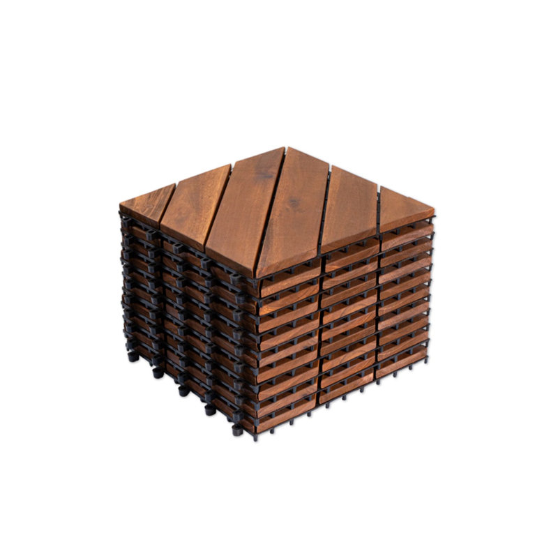 Carreaux de terrasse extérieurs, plancher rustique 12 x 12 en bois d'acacia 10 pièces pour patio
