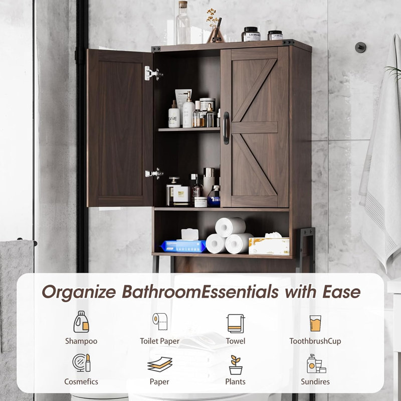 Over The Toilet Storage Cabinet with 2-Door, Espresso