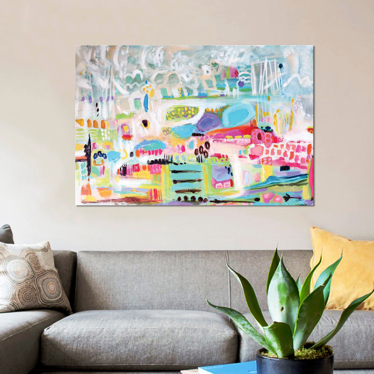 « abstract clouds », impression sur toile, H 18 po x l 26 po x p 1,5 po, Toile avec cadre noir, Pas de tapis