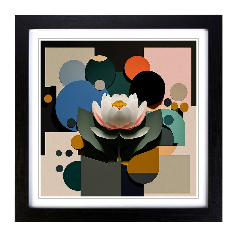 Lotus Flower Suprematism No.1 - Framed Print, Black