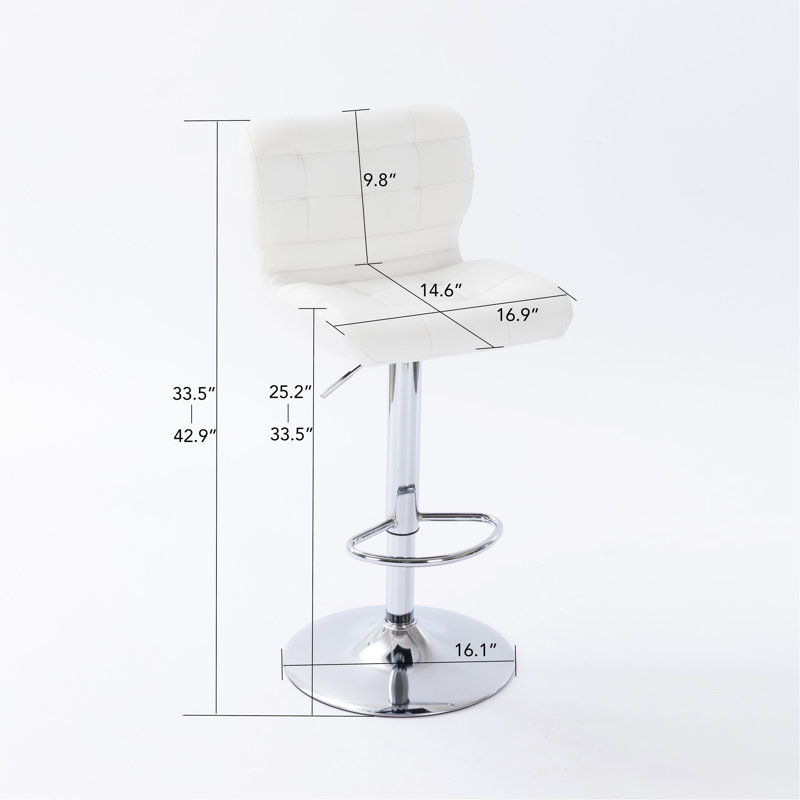 Tufted  Wingback  Modern Adjustable Modern Swivel Height Barstools Counter Stool For Kichen Island  Set Of 2 ,White
