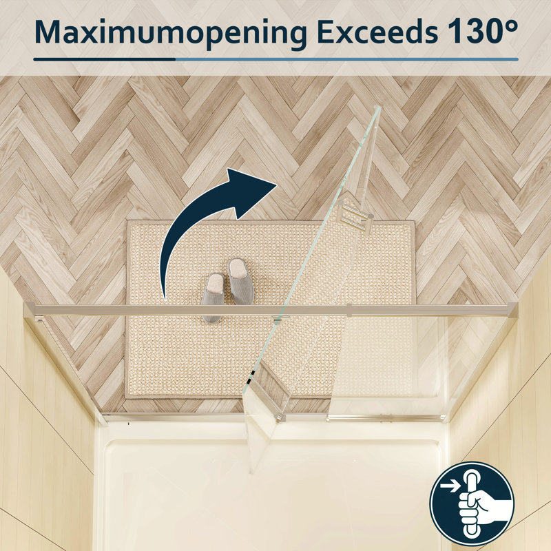 Framed Pivot Shower Door In Chrome With Clear Glass, Chrome
