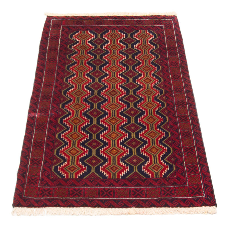 Tapis bleu marine en laine noué à la main de conception unique 3 pi 4 po x 6 pi 3 po Nilda