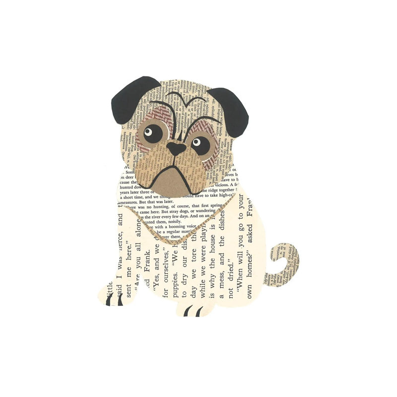 «Pug» par Paper Cutz - impression sur toile tendue, H 12 po x l 8 po x P 0,75 po