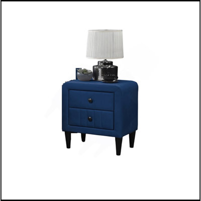 Velvet Gorgeous 1Pc Nightstand Bedside Table 2X Drawers Bedroom Furniture Sleek Design Tempered Legs