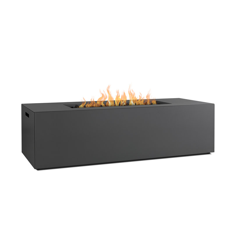 Coden Rectangle Metal Propane Fire Pit Table with Hidden Tank by Jensen Co., 20'' H x 72'' W x 28'' D, Charcoal Gray