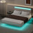Velvet Floating Bed Frame with LED Lights-155810041-155810039