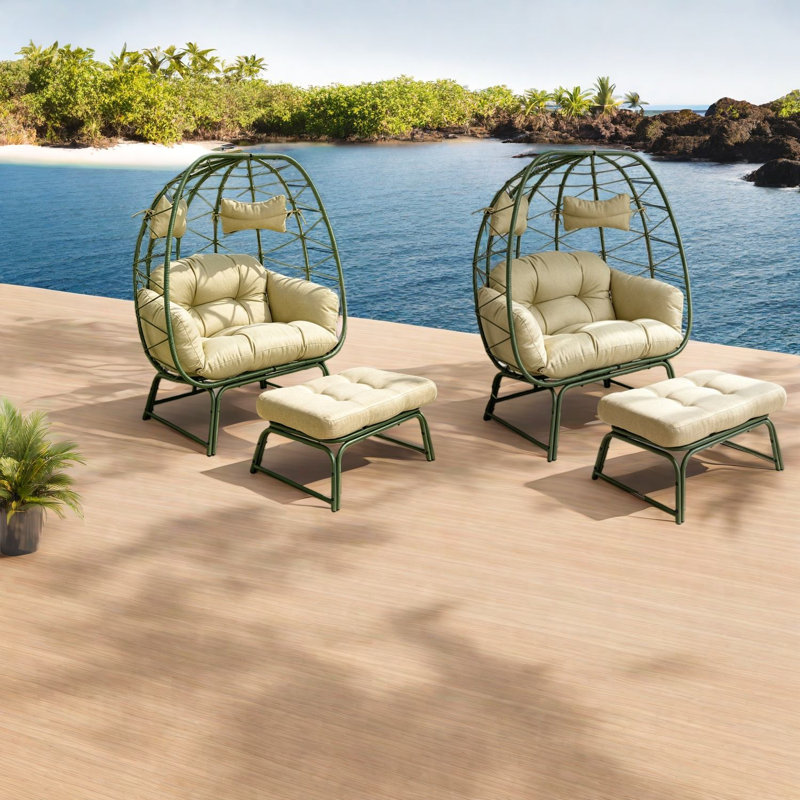 Chaises longues spacieuses de style bohème en rotin d'acier pour la maison de patio