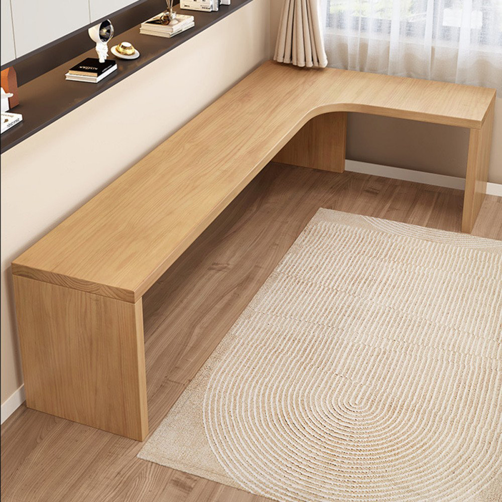 Cozynest Burlywood L-Shaped Solid Wood Desk | Wayfair